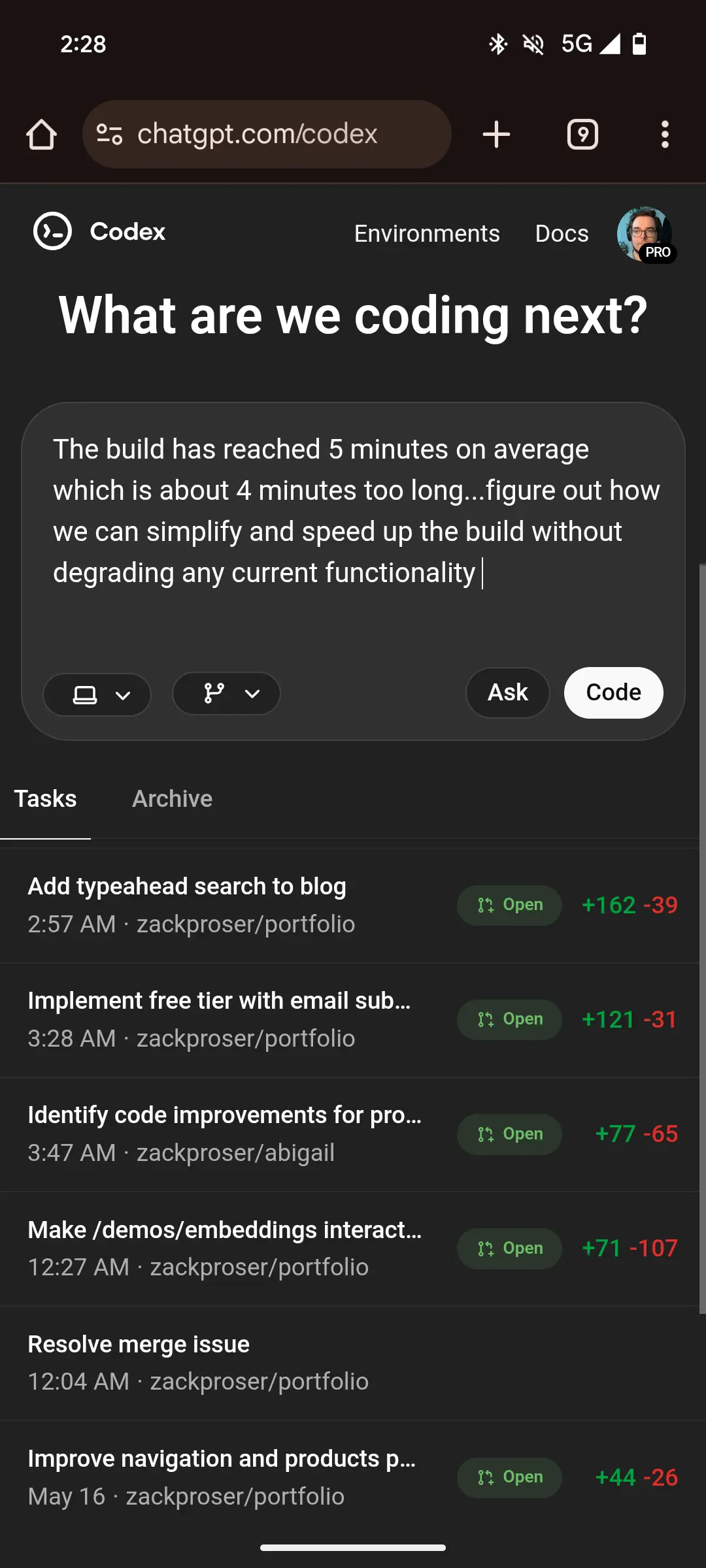 Codex is even usable on mobile