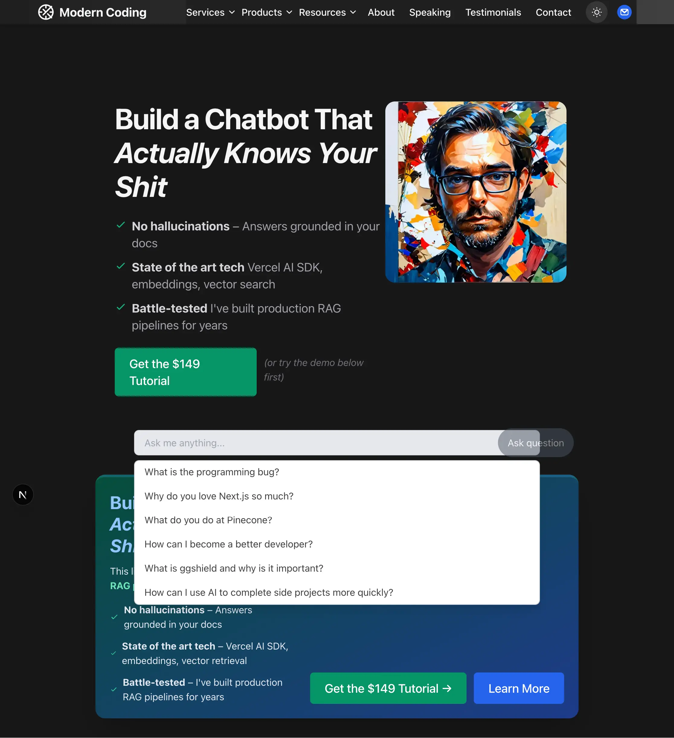 Chat with my blog feature